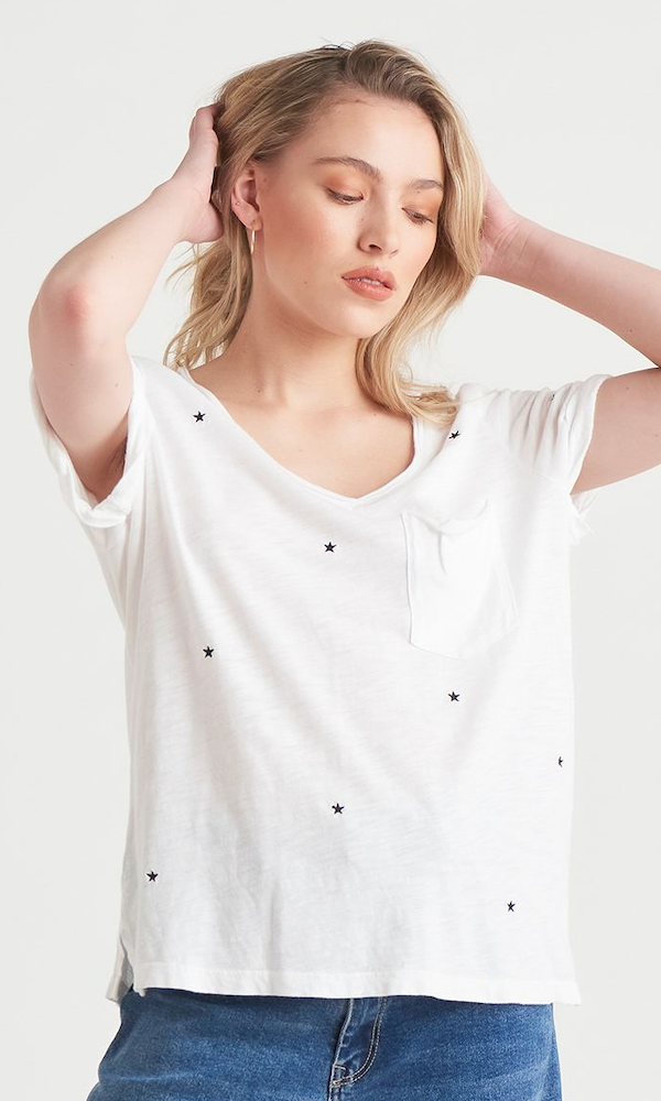 Embroidered star tee